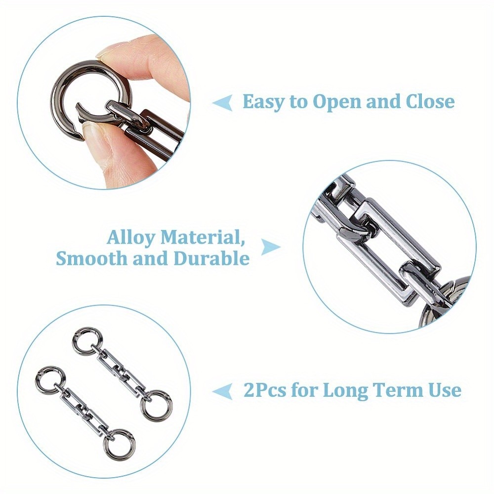1box 2pcs Zinc Alloy bag Extender Cable Chains with Spring Ring Clasps bag