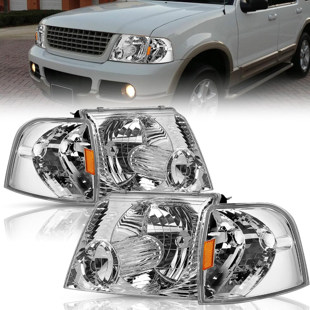 Headlight Assembly Compatible with 2002-2005 Ford Explorer Headlamp W/Corner Lig