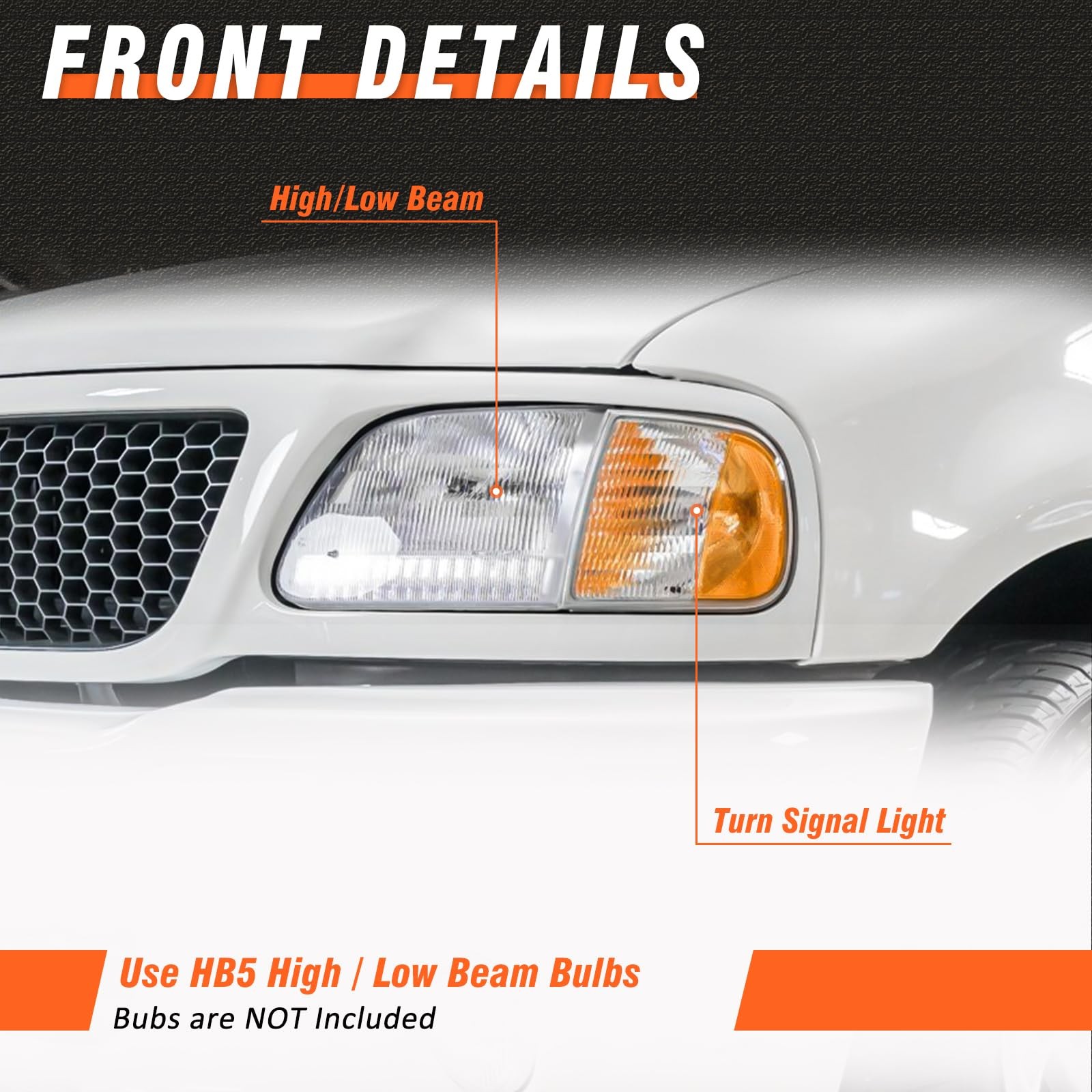 Compatible with Ford 1998-1999 F250 Headlights Assembly for 1997-2003 F150