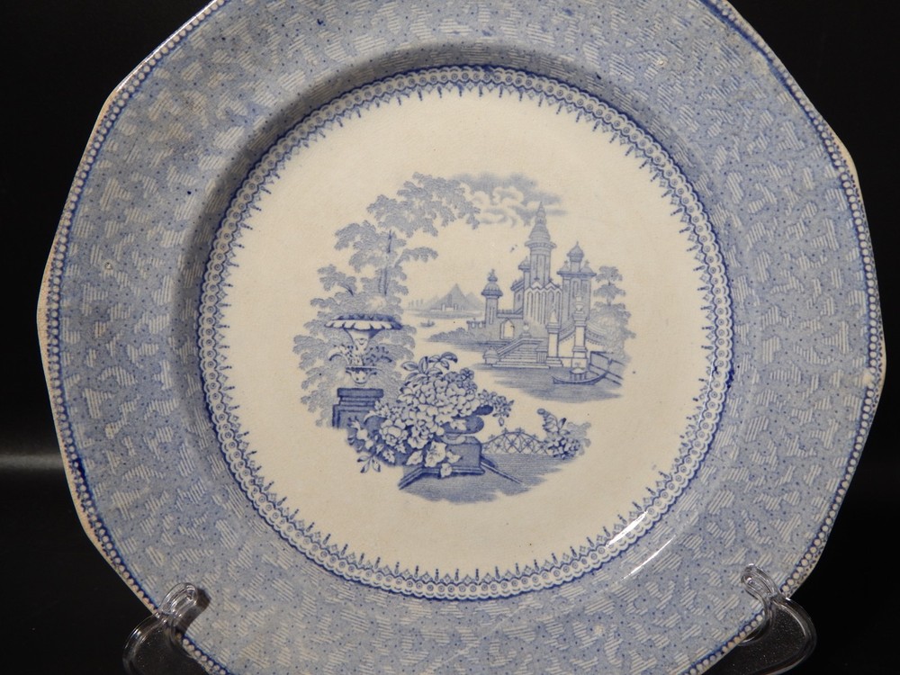 Antique Georgian Ironstone Transferware Plate, E. & G. PHILLIPS Marine Pattern