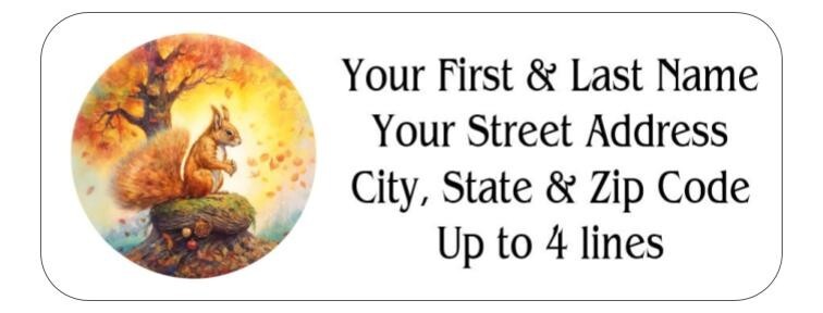 150 Squirrel Forest Tree Mailing Return Address Labels Personalized