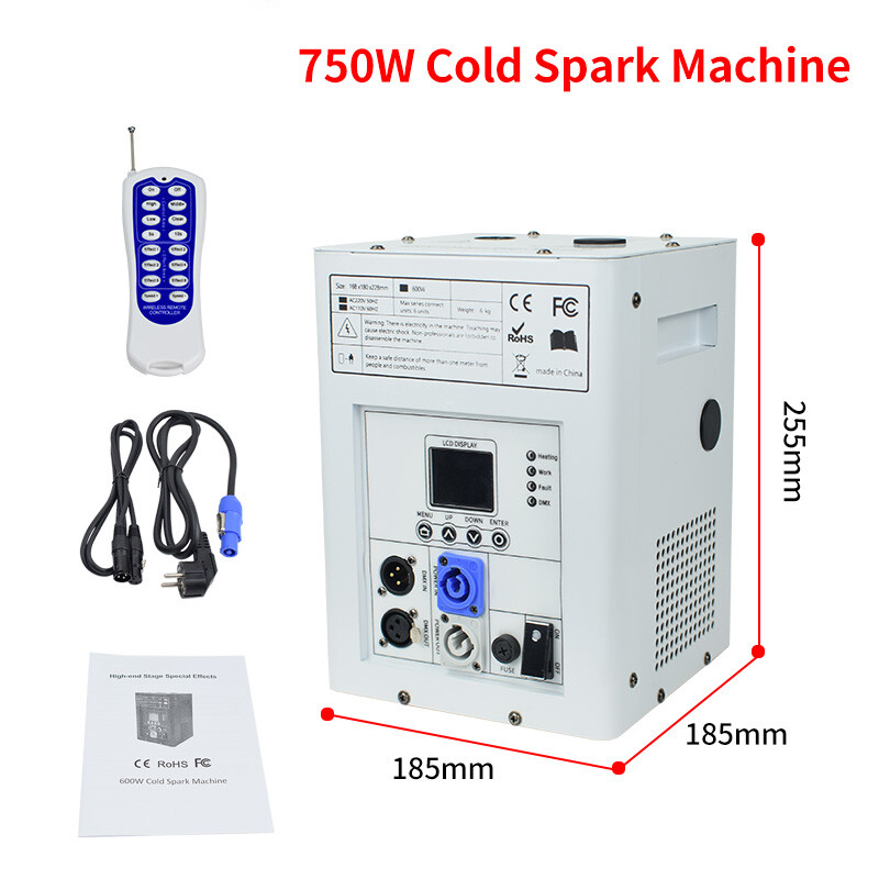 4PCS Cold Spark Machine 750W Stage Effect DMX Firework Wedding w/Case