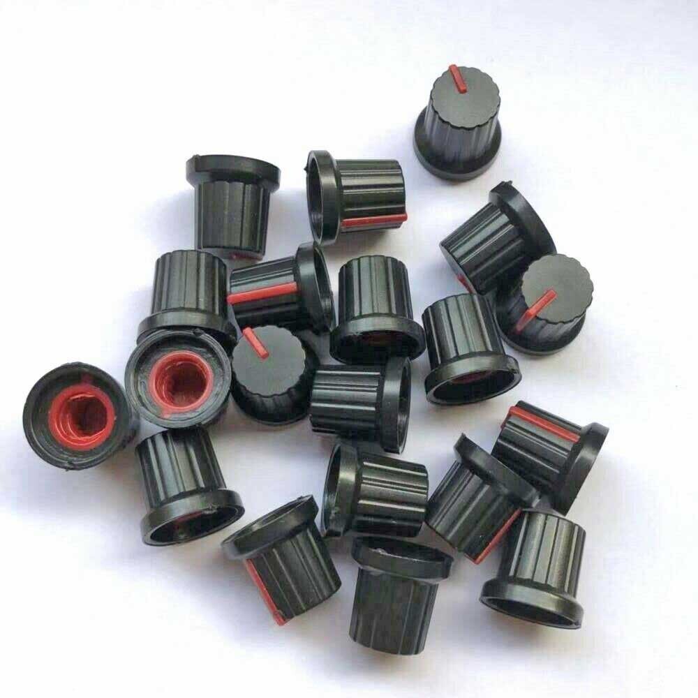 100Pcs 6mm Shaft Hole Plastic Threaded Knurled Potentiometer Knobs Cap KIT 15*15