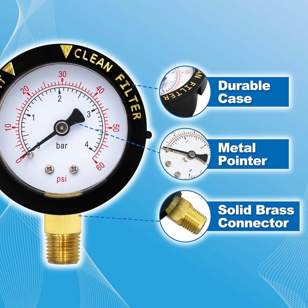 Pool Pressure Gauge 190058 Multiple Pool And For Spa Filter System Compatibility