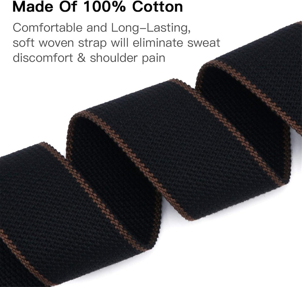 Comfortable Cotton Guitar Strap - 36-62” Adjustable with Pick Holders & Locks