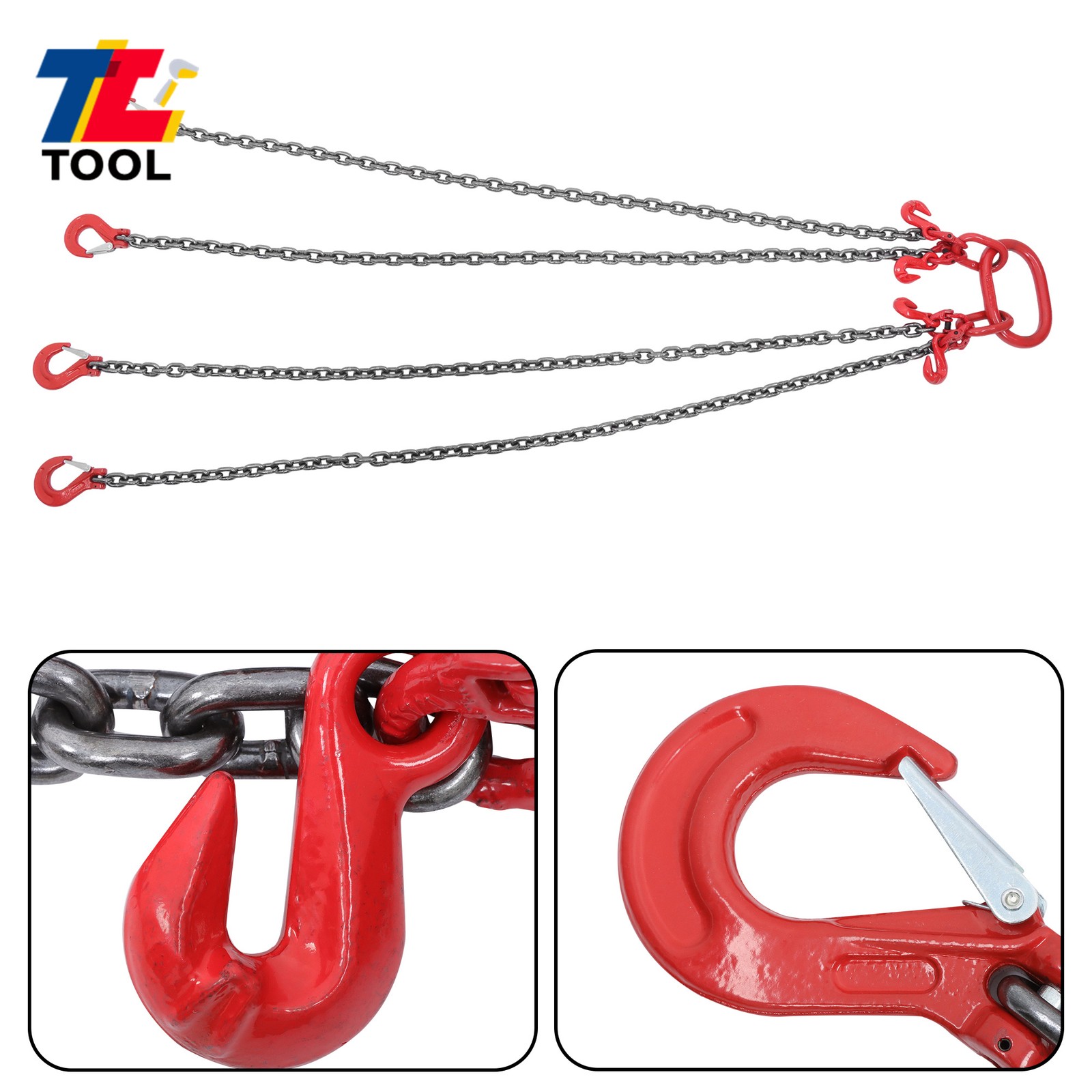 5/16 Inch x 5 Ft Lifting Chains 5 Ton G80 Chain Sling with 4 Leg Grab Hooks