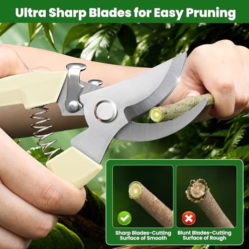 2 Pack Gardening Pruning Shears, Sharp Bypass Blade Garden Shears, Stainless