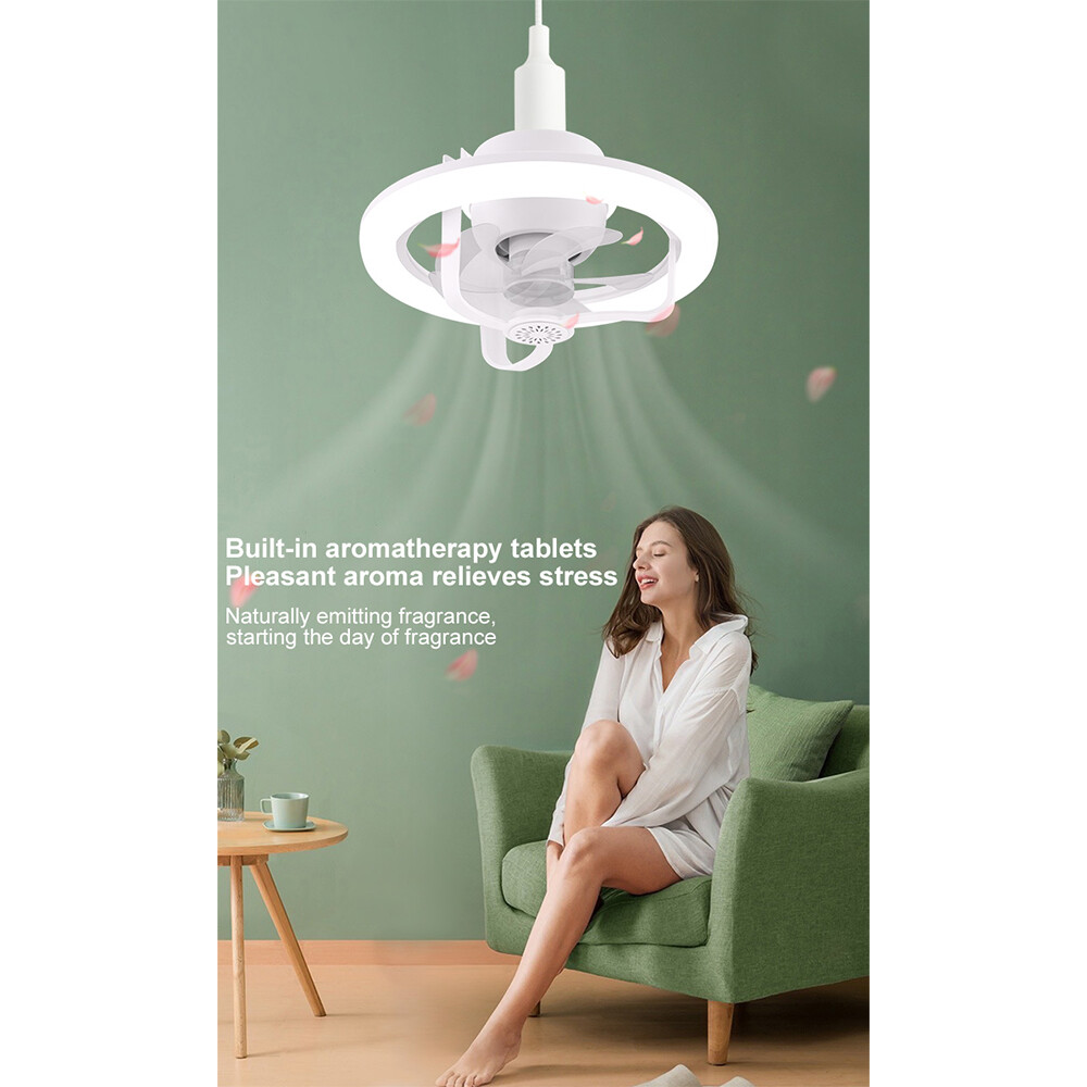 Smart Remote Control E27 LED 360° Swivel Head Modern Ceiling Fan Lights
