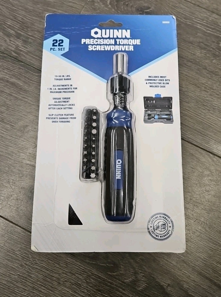 Quinn Precision Torque Screwdriver Adjustable 22 Pc Set w/ Bits Case - NEW