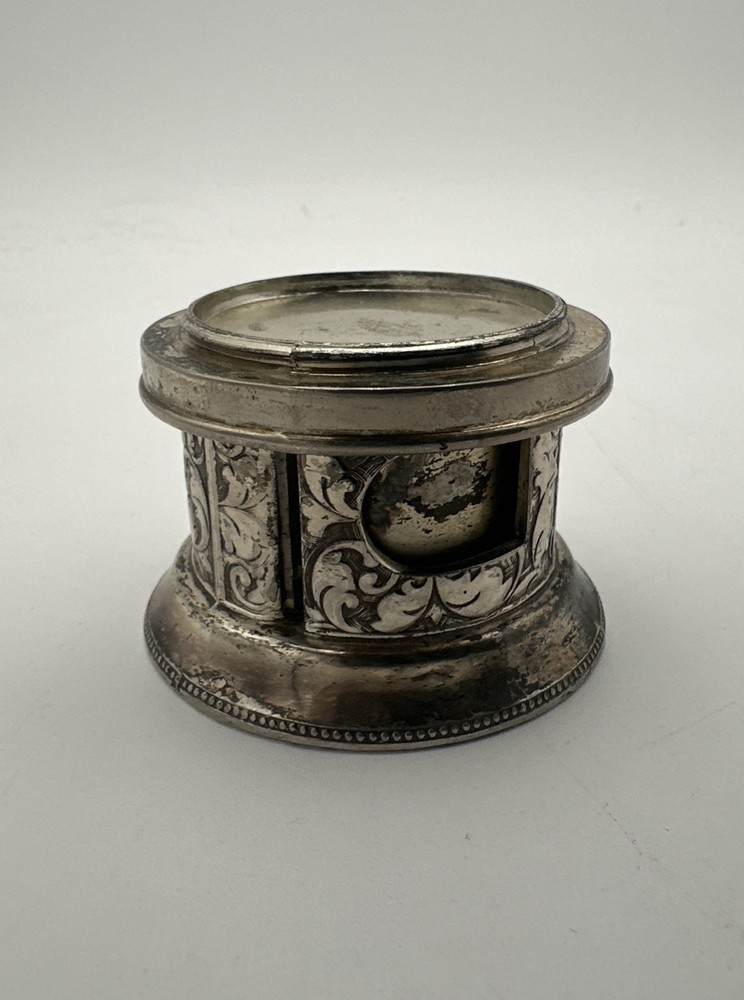 Antique Silver Plate Postage Stamp Dispenser - Victorian Desk Accessory