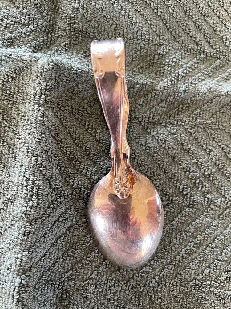 Reed and Barton Curved Baby Children's Spoon Cat Handle Silver Plated