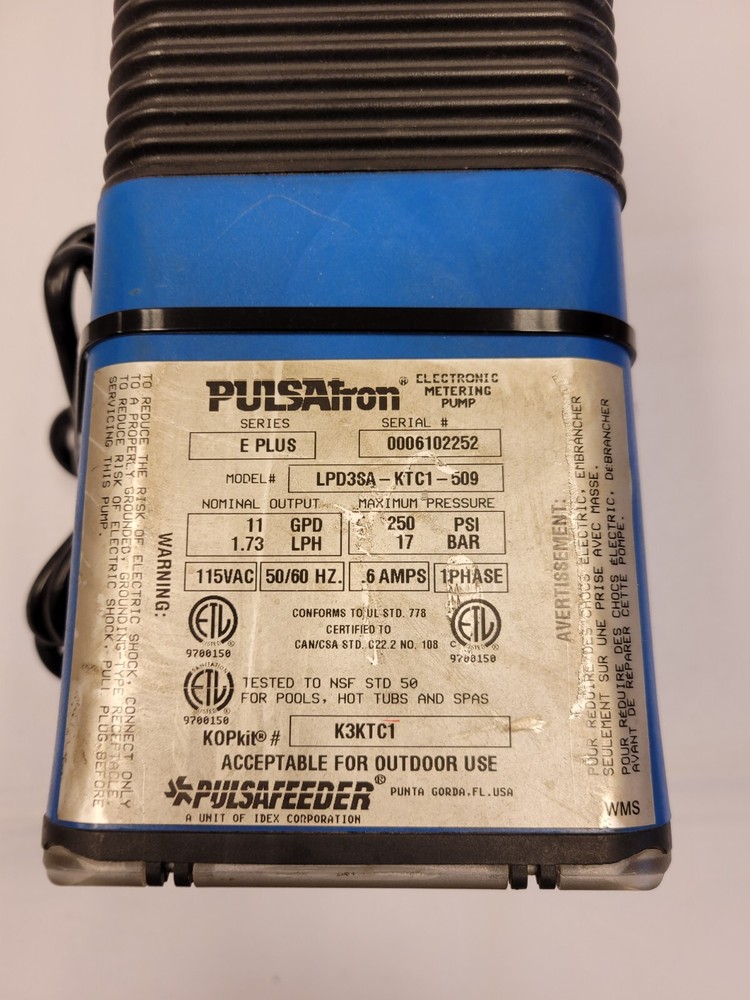 PulsaTron Electronic Metering Pump Series E Model: LPD3SA-KTC1-509