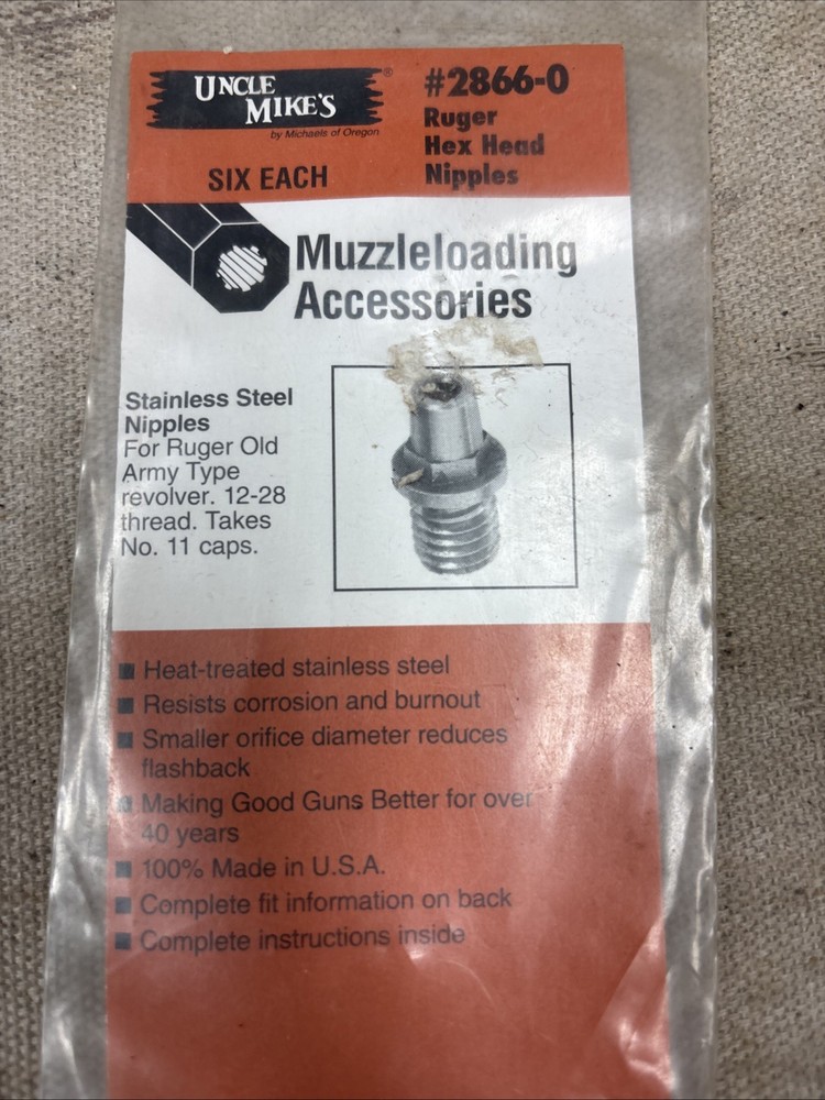 Black powder Ruger, Hex Head Nipples