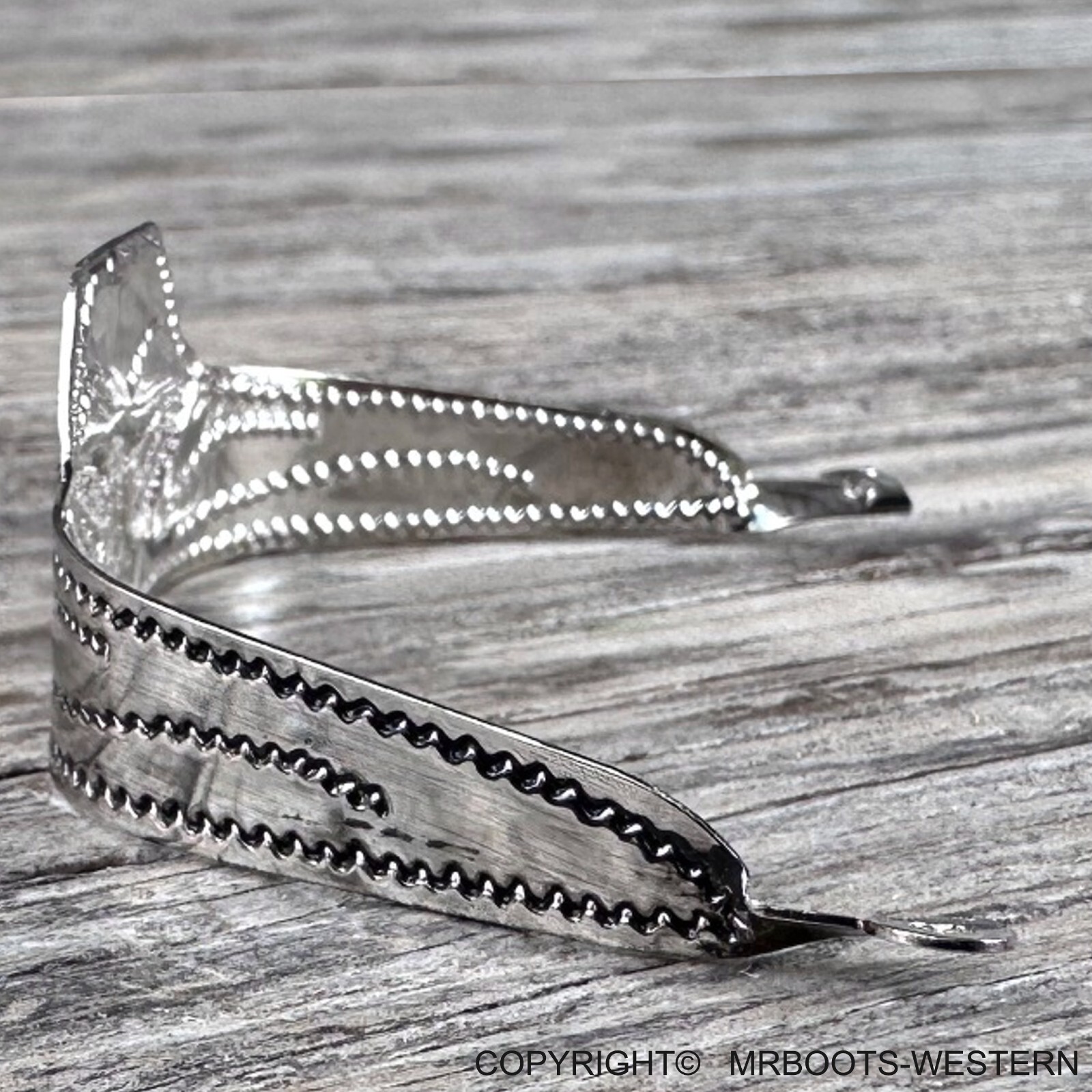 ALM-107TN-E Cowboy Boot Tip Square Toe Nickel & Black with Eagle