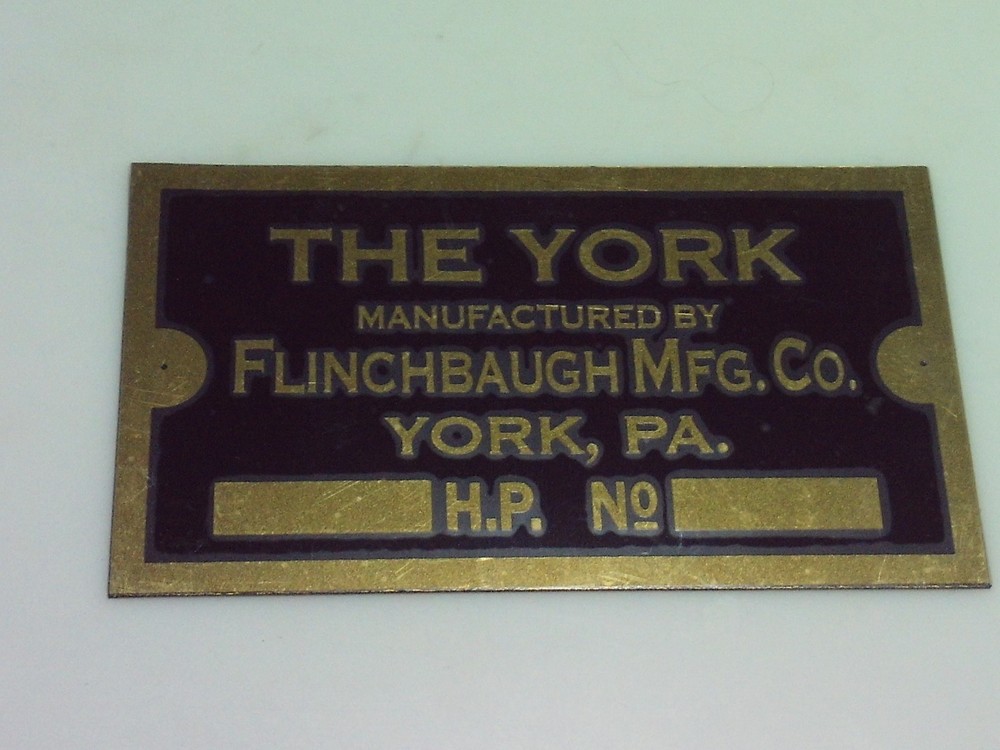York Engine name tag Nameplate