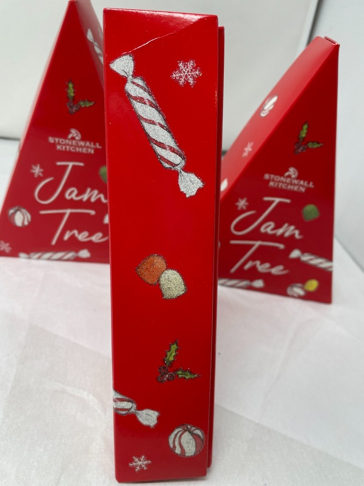(3) EMPTY Christmas Tree Shape Gift Boxes Stonewall Kitchen 8" x 6"
