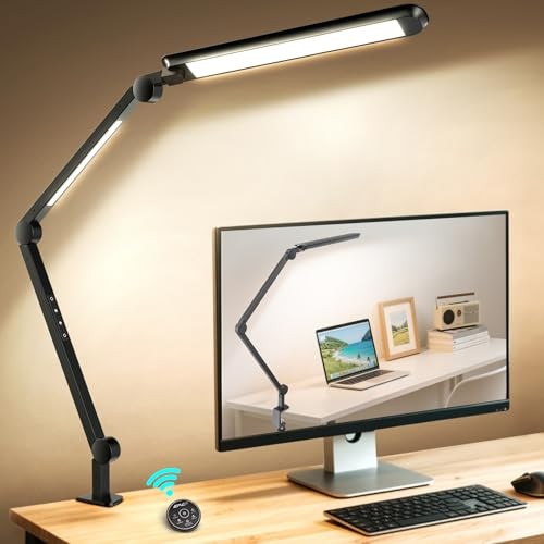 LED Desk Lamp with Clamp, Adjustable & Remote Control, Puzzle Light Dual Light