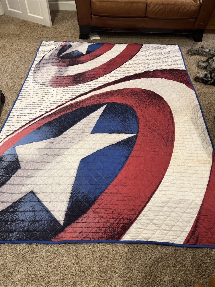 TWIN SIZE Comforter MARVEL Comics CAPTAIN AMERICA Quilted Super Hero Bedspread