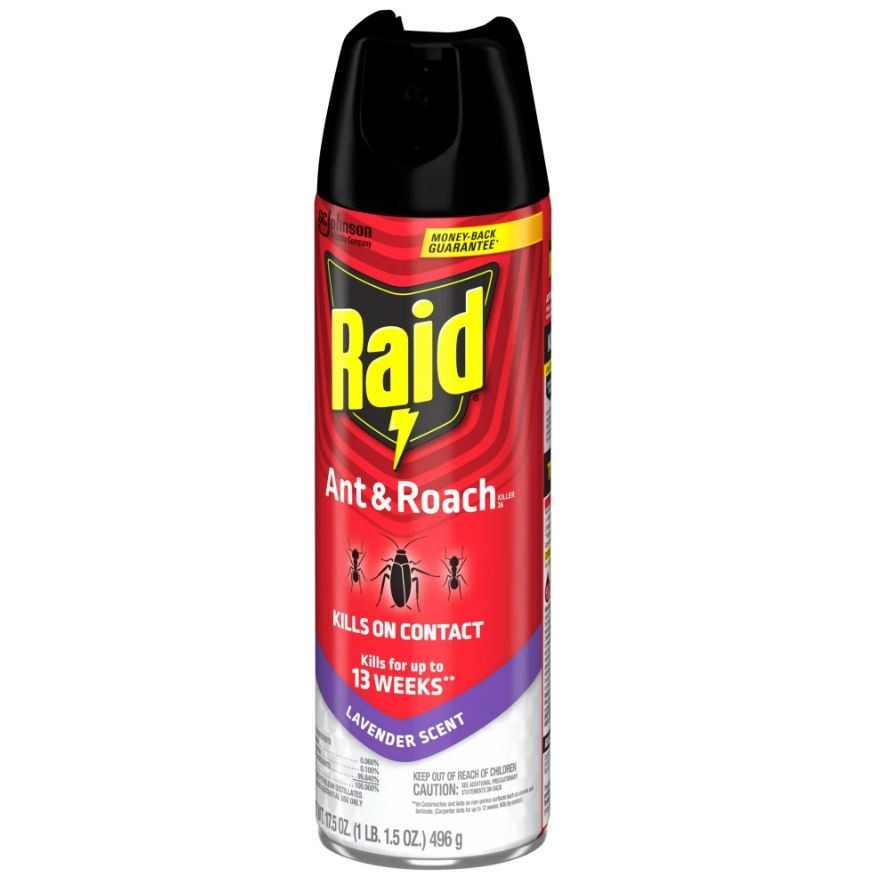 Raid Ant & Roach Killer Spray Lavender Scent for Listed Bugs 17.5 oz