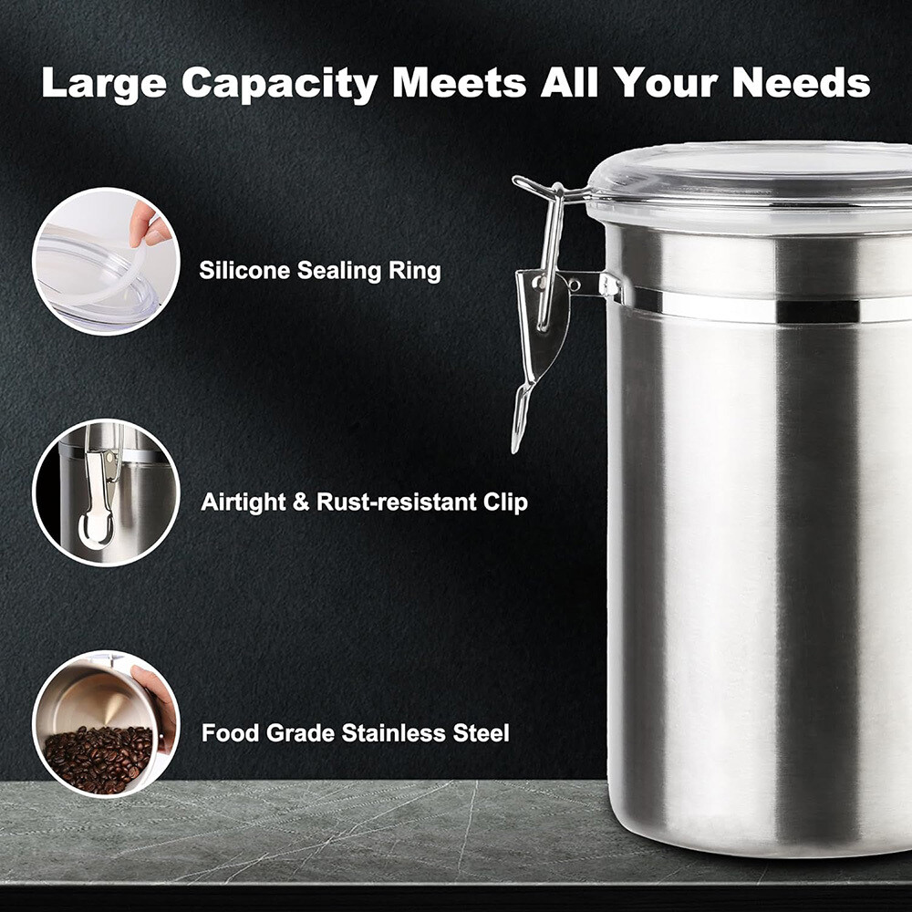 4 Pack 62OZ Stainless Steel Canister Set with Lids for Coffee Sugar Flour Tea