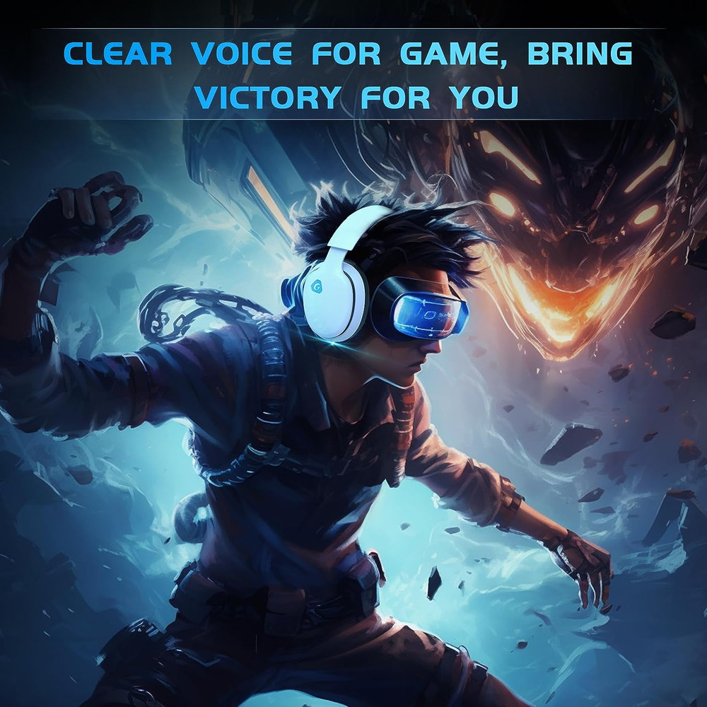 2.4Ghz Wireless Gaming Headset for PC, PS4, PS5, Mac, Nintendo Switch, Bluetooth