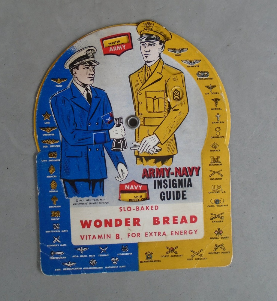 Wonder Bread Army-Navy insignia guide