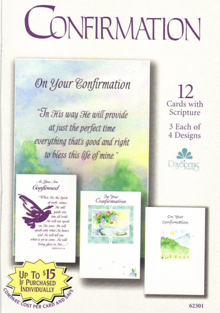 10 Boxes of Dayspring CONFIRMATION Cards (12 CARDS PER BOX) with Scripture -