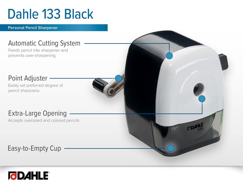 Dahle 133 Pencil Sharpener with Automatic Cutting System, Adjustable Point, A...