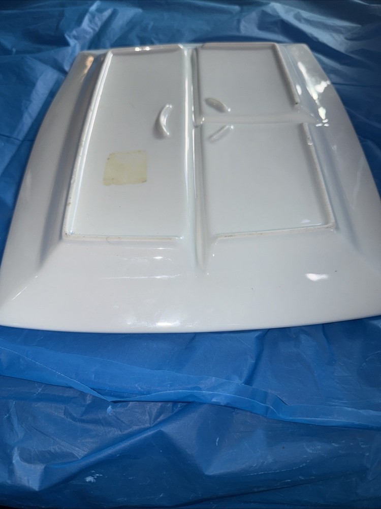 Large White Rectangular 3 Sec Platter 14” Ceramic Tray Modern Minimalist