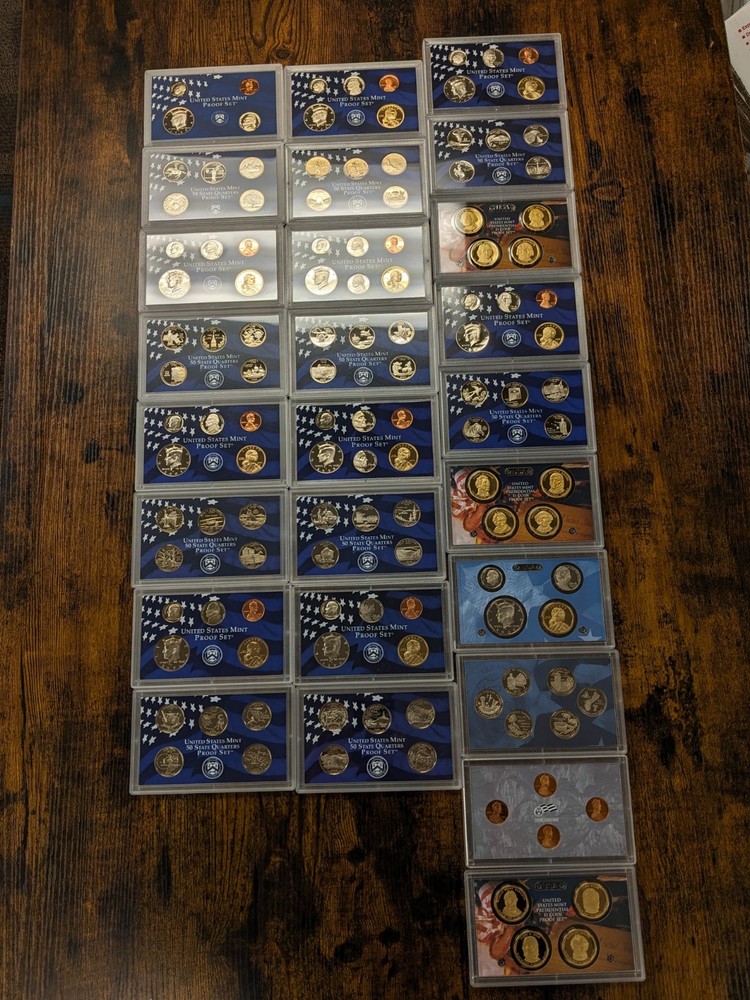 1968-2009 US Mint Issued Proof Sets As Pictured. 42 Sets.