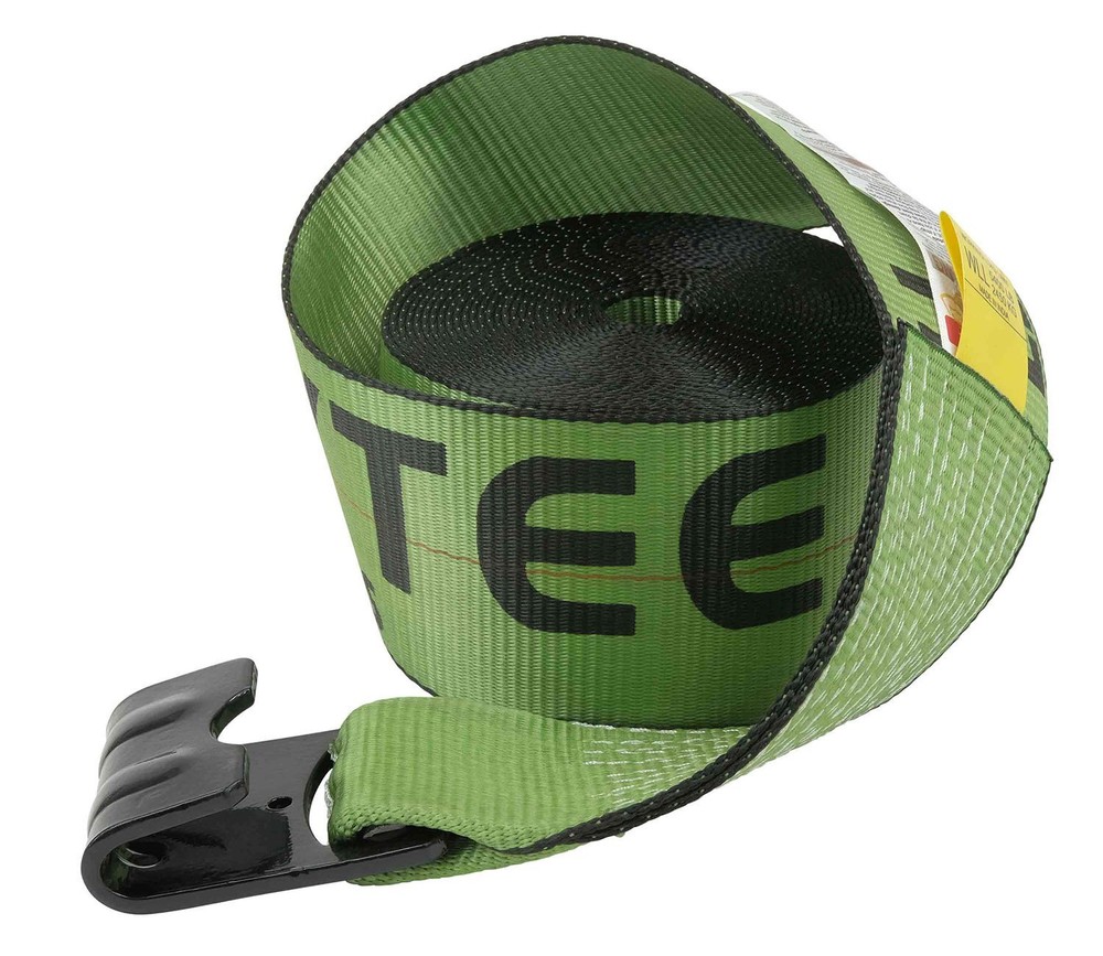 (20 Pack) 4" Winch Strap with Flat Hook - Green