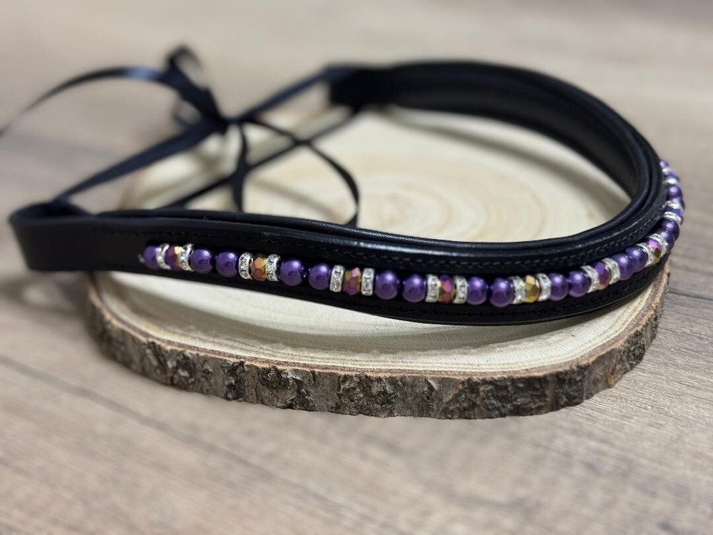 English Leather Padded Beaded Browband