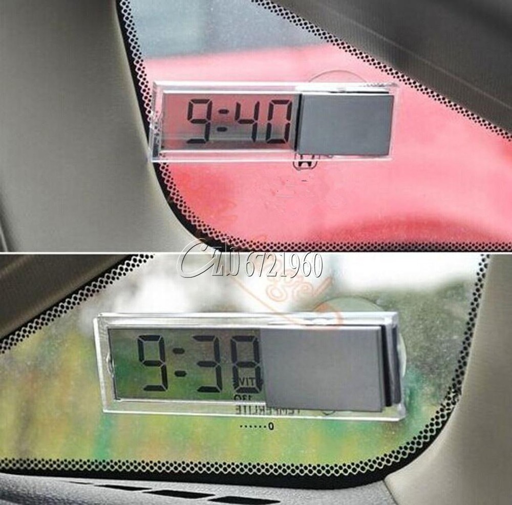 Digital LCD Display Time Clock for Vehicle Car View Mirror Suction Cup