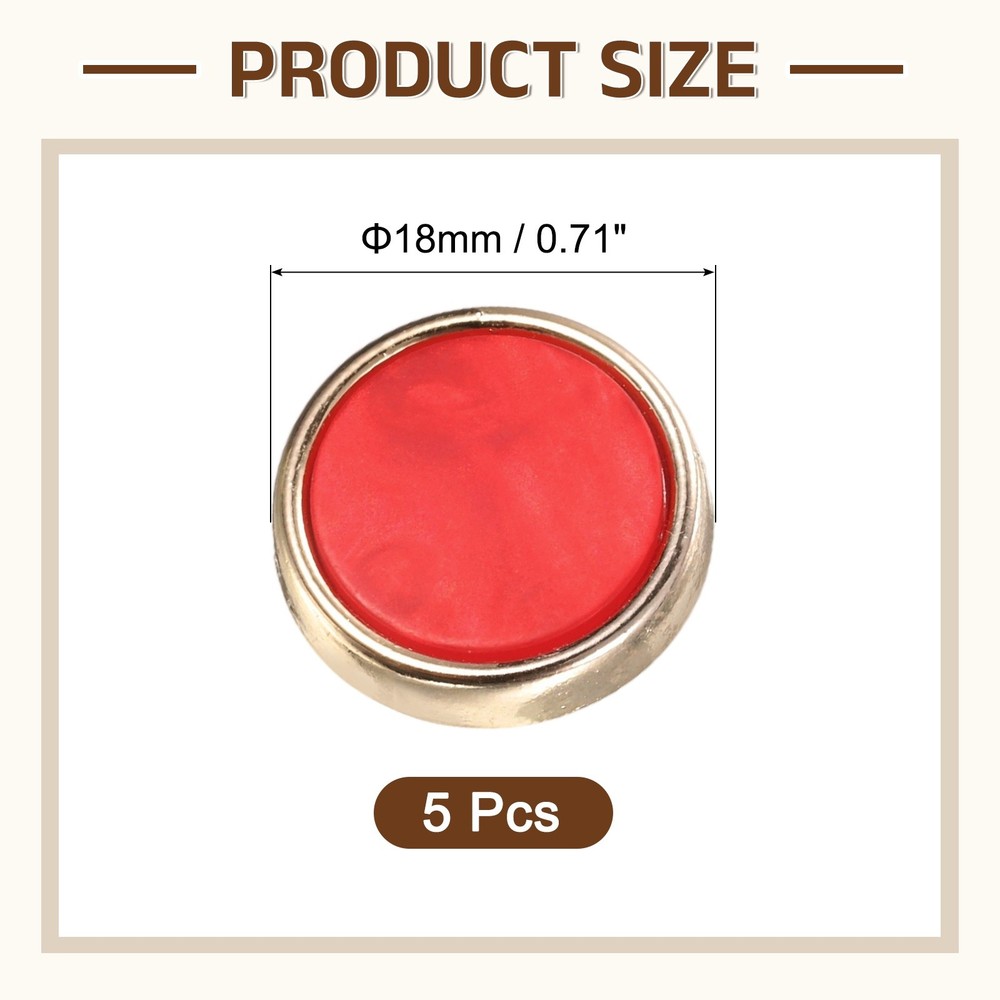 5Pcs Round Button, 18mm/0.7" Resin Decorative Pattern Button, Red