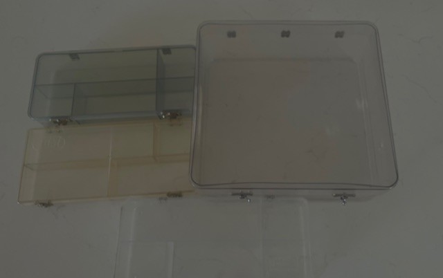 Vintage IBM branded storage cases, plastic coplymer, snap closures, hinged