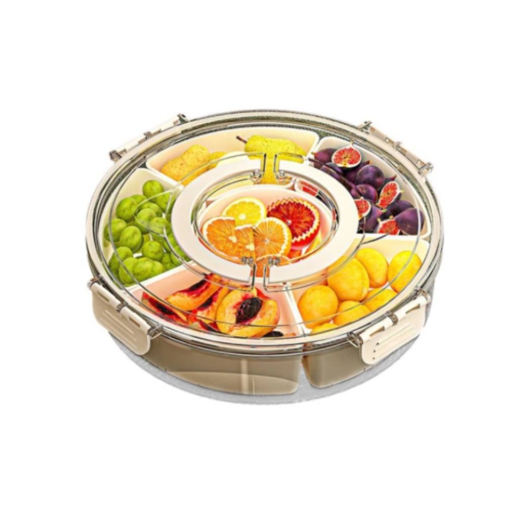 6 Compartment Compact Rotating Snack Tray Storage Container 360° Rotatable