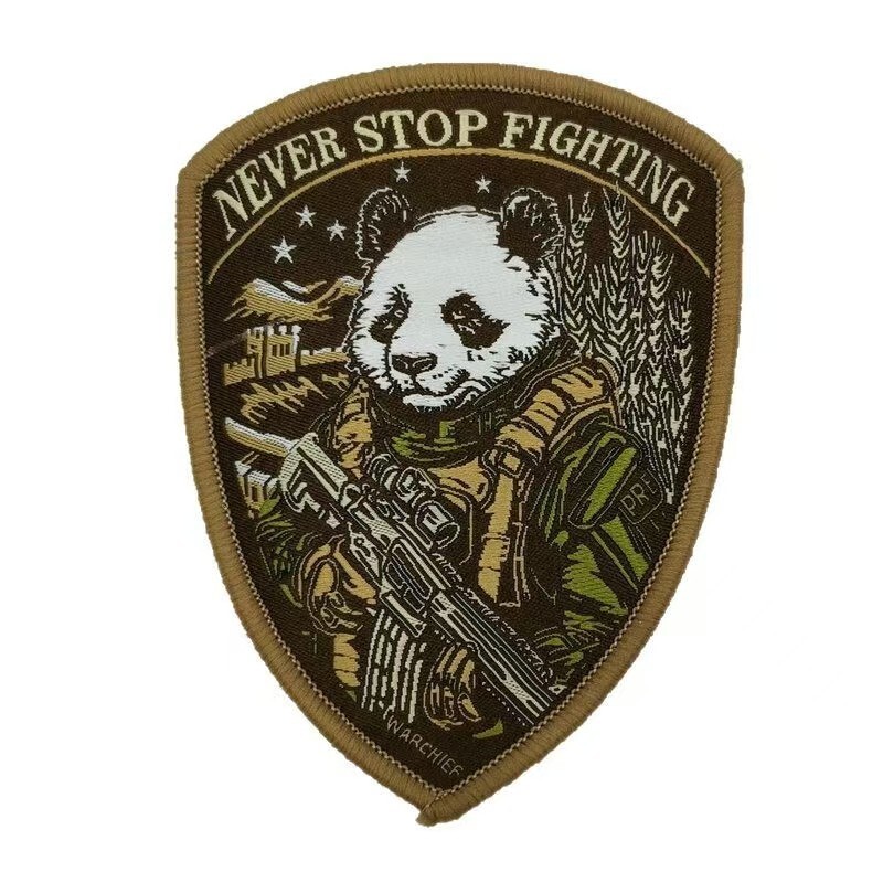 Never Stop Fighting Panda National Treasure Army Tactical Hook Loop Patch Forest