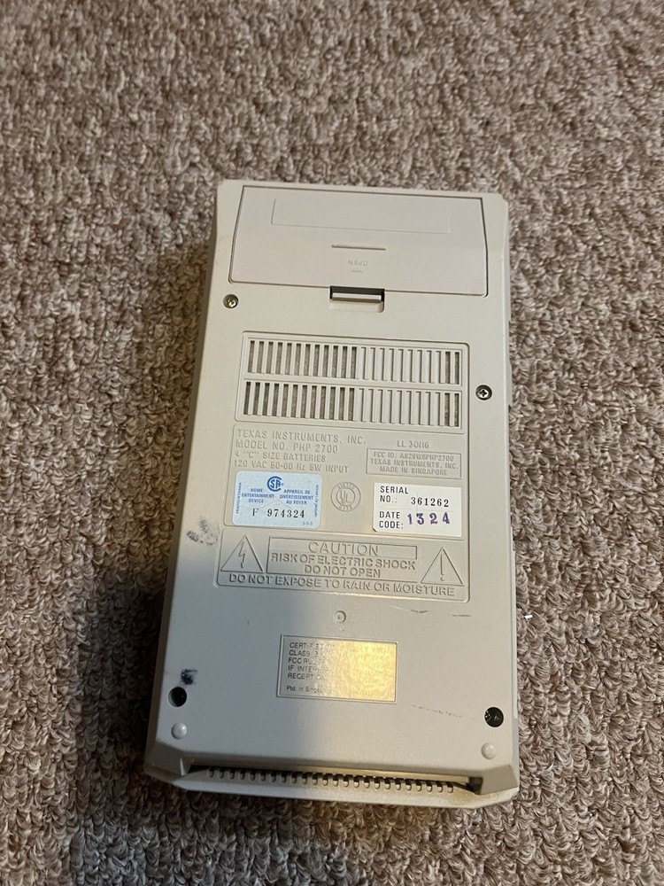 Texas Instruments Program Recorder Model PHP2700 1982 Portable Cassette Player