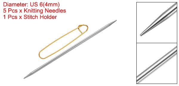 5Pcs 4mm Double Pointed Knitting Sweater Needle with Stitch Holder