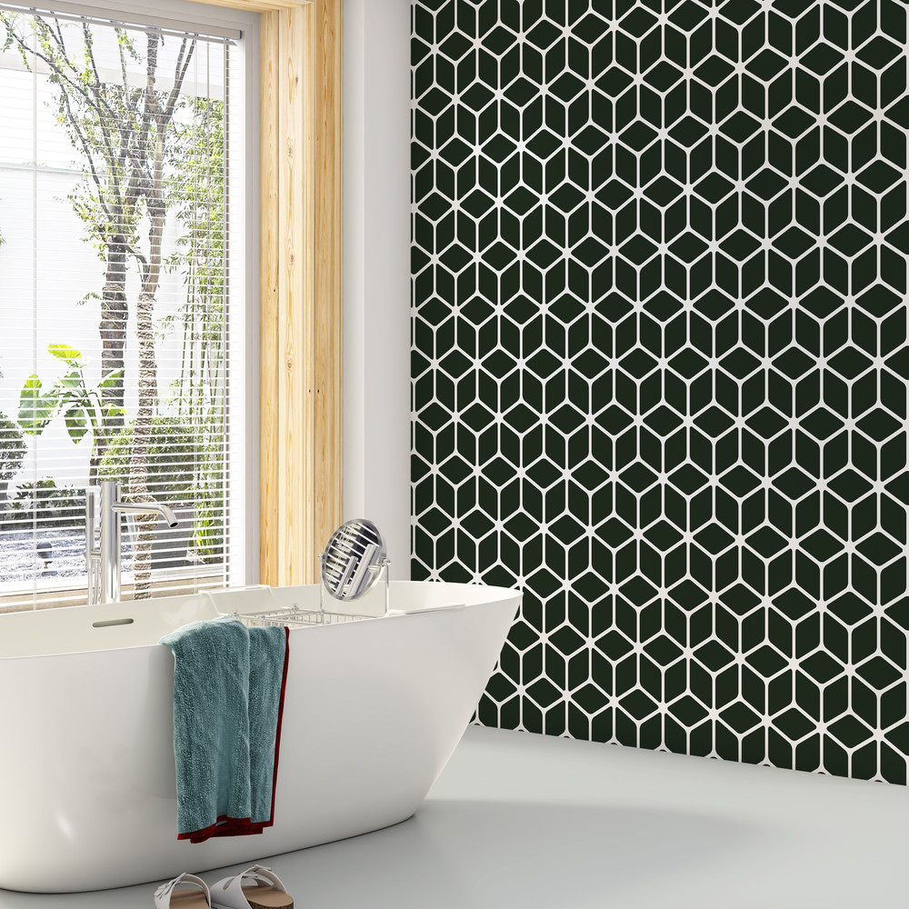 Hexagon Illusion Pattern Wall Stencil - Large, Reusable Wall Pattern Stencil
