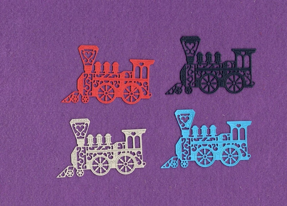 TRAIN ENGINE fancy die cuts scrapbook cards