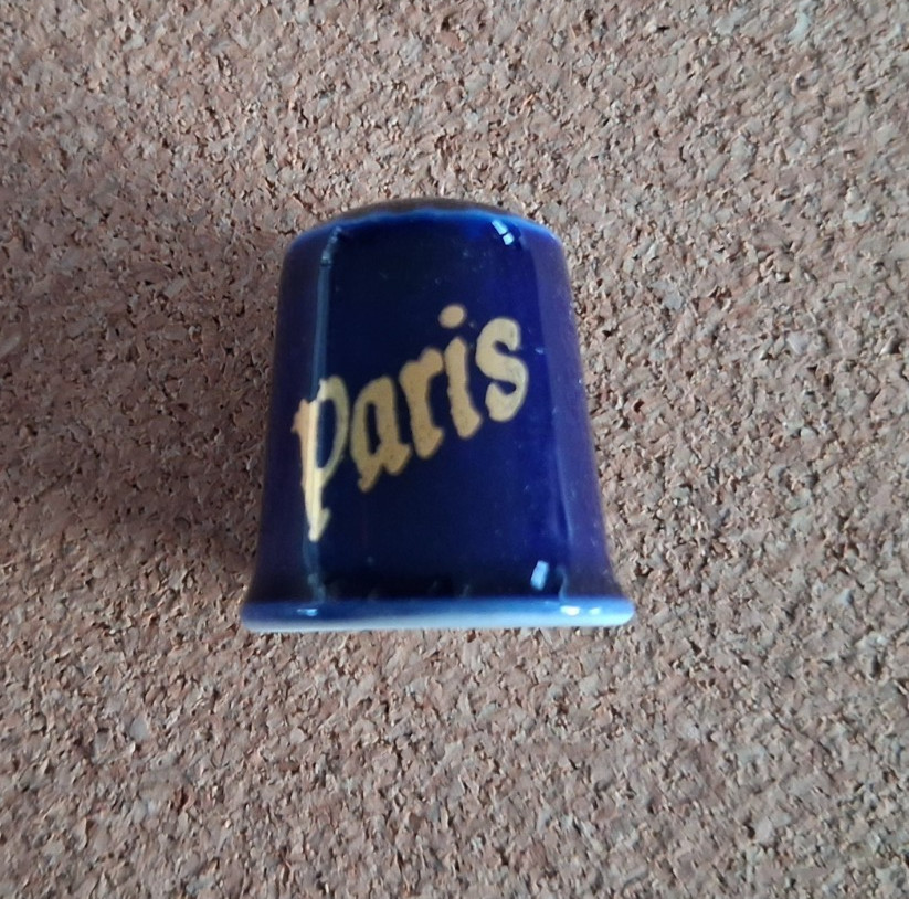 2 x BLUE LIMOGES CHINA THIMBLES - PARIS / CASTEL