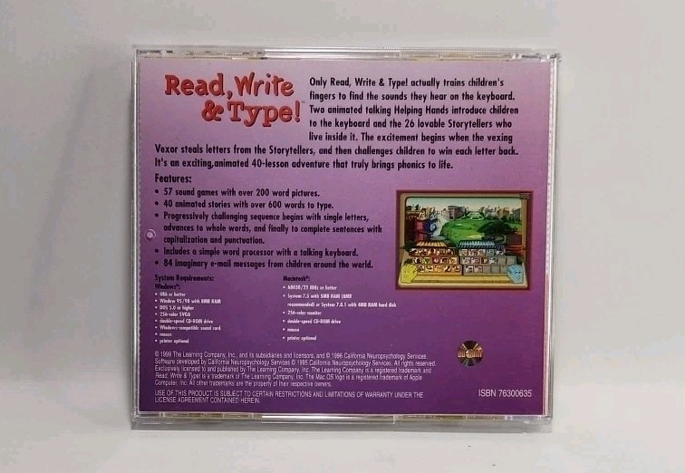 Read, Write & Type PC CD-ROM - Ages 6-8 -The Learning Company 1999 5948