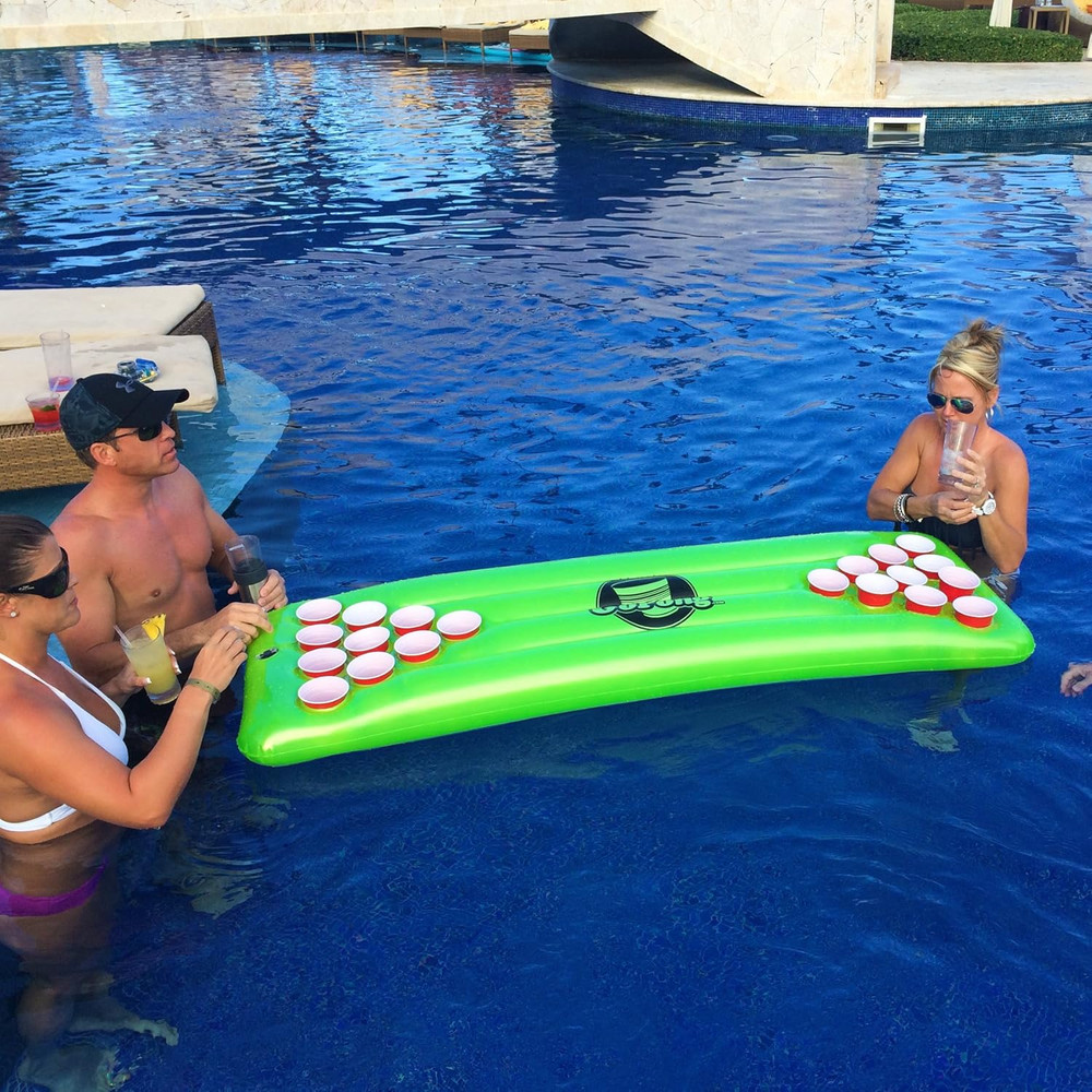 Pool Pong Table, Inflatable Floating Beer Pong Table, Includes 3 Pong Balls