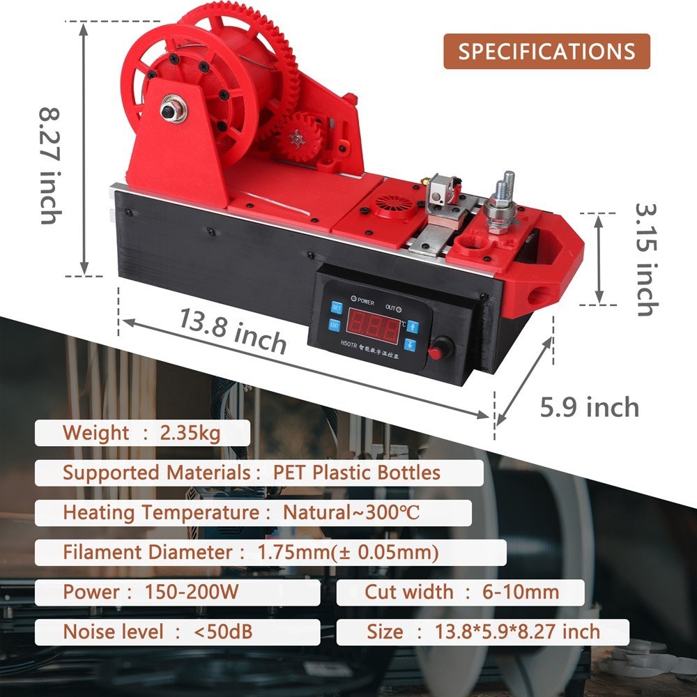 3D Printer Filament Extruder Desktop Plastic Recycling Machine Digital Display