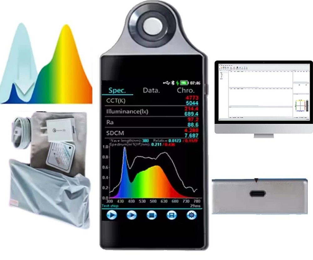 Color Illuminometer Light Spectrum Analyzer with 380nm～780nm Type-C Interface