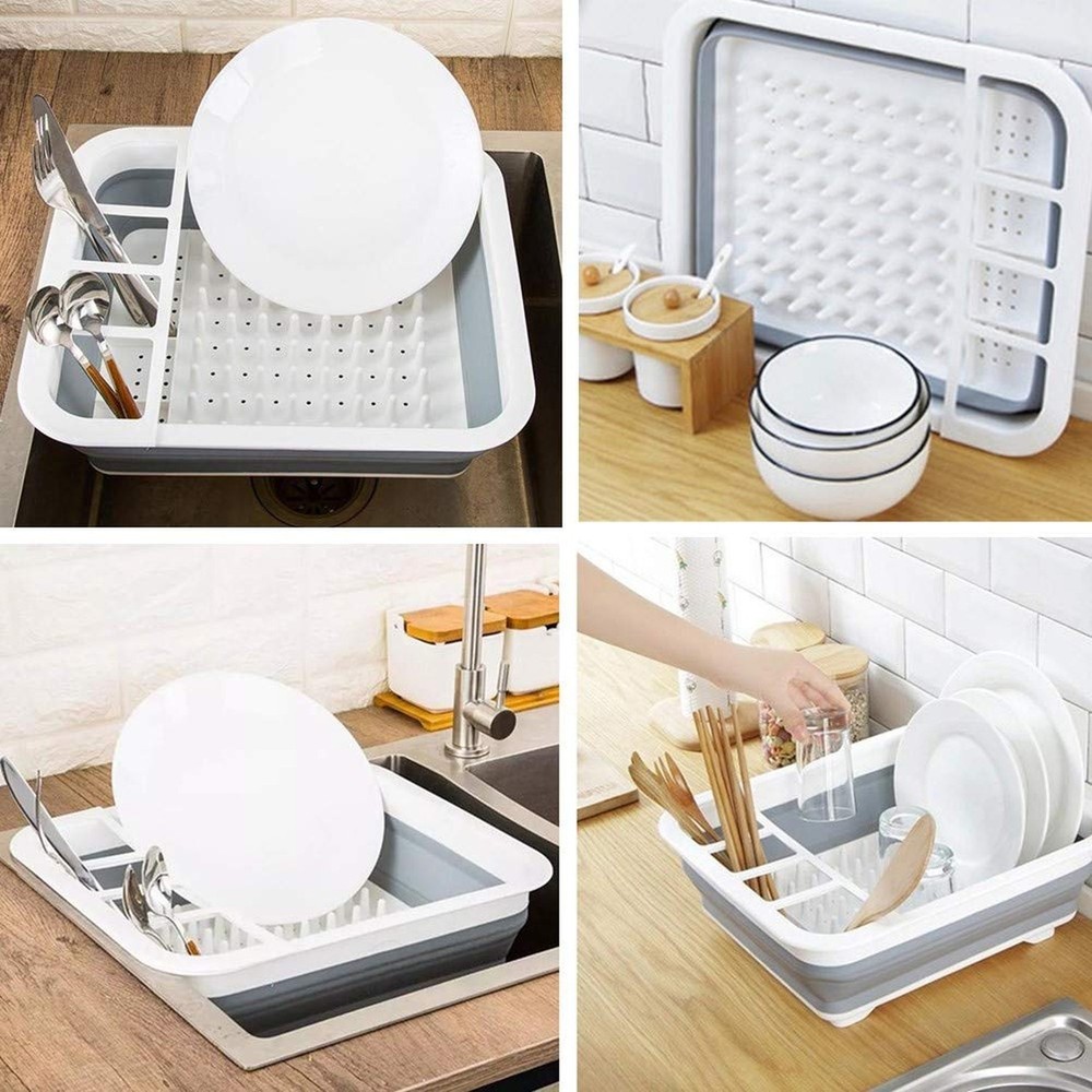 Collapsible Dish Drying Rack Portable Dish Drainer Dinnerware Organizer for K...