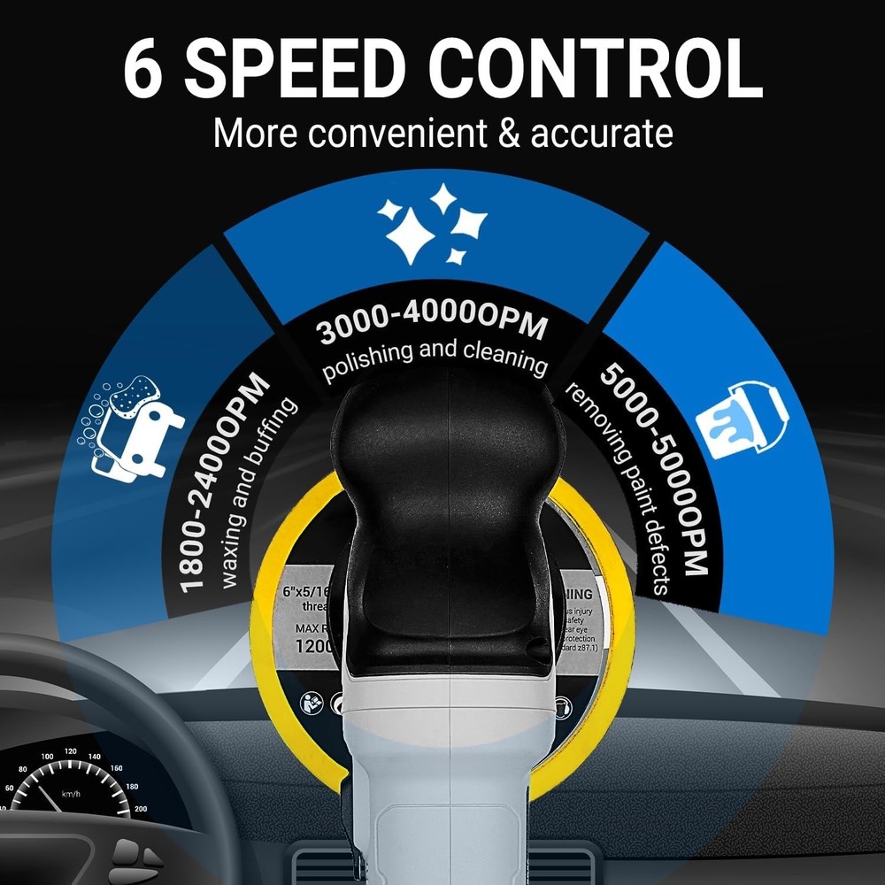 Car Buffer Polisher: 6 Inch Dual Action Orbital Buffer Polisher, 6 Variable Spe