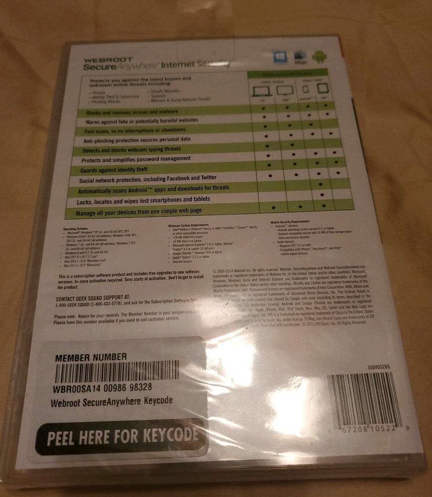 Webroot Secure Anywhere Internet Security Plus (3 Devices) NEW Factory Sealed