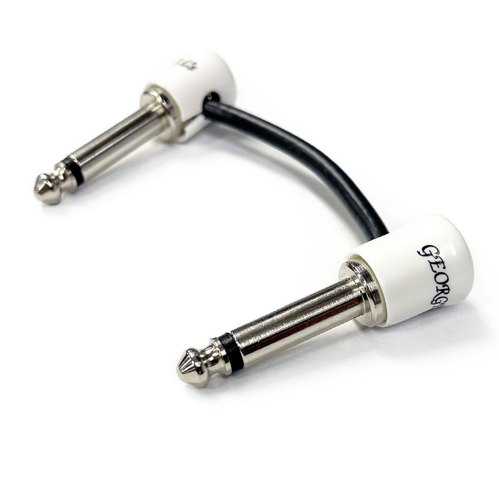 George L's .155 Right Angle Pedalboard White & Black Patch Cable | 2 Inch